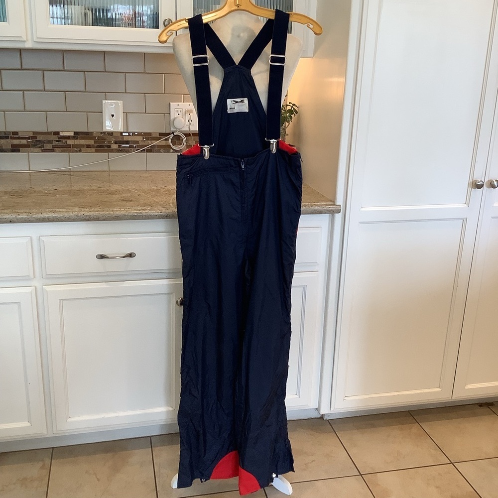 Vintage Peregrine Navy Red Women's Ski Bib Overalls Size Large Snow